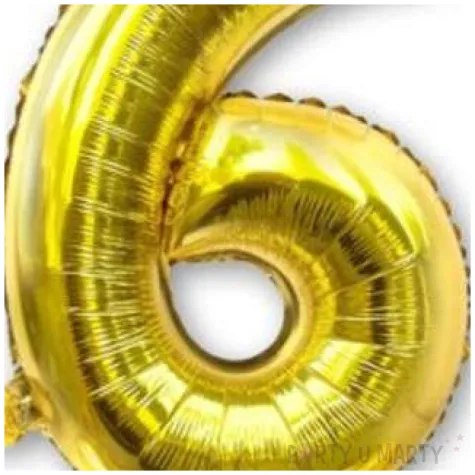 balon foliowy cyfra 6 stojaca zloty dekoracjepolska 15 dgt