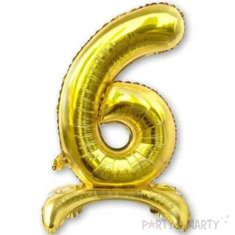 balon foliowy cyfra 6 stojaca zloty dekoracjepolska 15 dgt