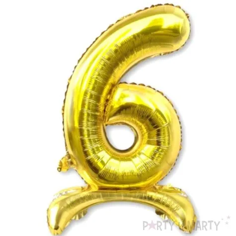balon foliowy cyfra 6 stojaca zloty dekoracjepolska 30 dgt