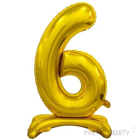balon foliowy cyfra 6 stojaca zloty godan 29 dgt