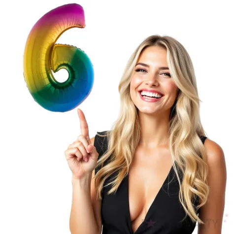 balon foliowy cyfra 6 teczowy funny fashion 40 dgt