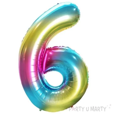 balon foliowy cyfra 6 teczowy godan 34 dgt