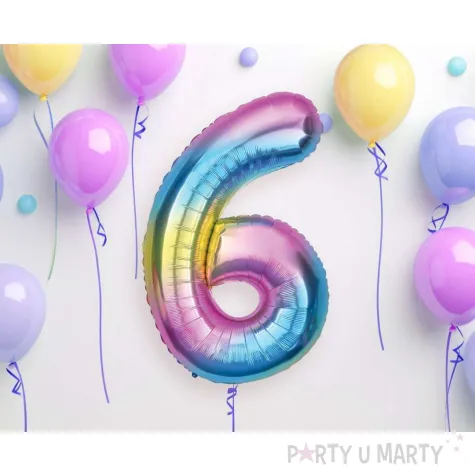 balon foliowy cyfra 6 teczowy godan 34 dgt