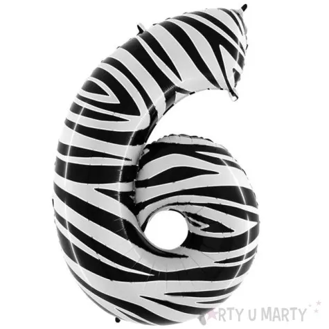 balon foliowy cyfra 6 zebra grabo 40 dgt