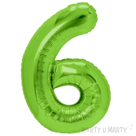 balon foliowy cyfra 6 zielone jabluszko partypal 39 dgt