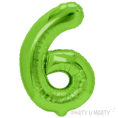 balon foliowy cyfra 6 zielone jabluszko partypal 39 dgt