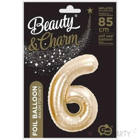 balon foliowy cyfra 6 zloty jasny godan 33 dgt