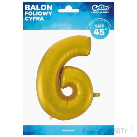 balon foliowy cyfra 6 zloty mat godan 45 dgt
