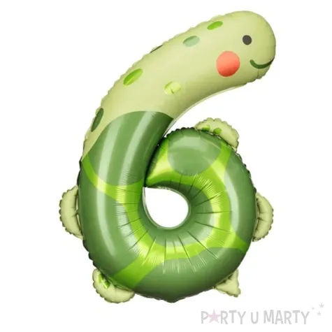 balon foliowy cyfra 6 zolw zielony partydeco 37 dgt