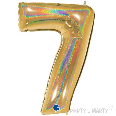balon foliowy cyfra 7 holo zloty grabo 40 dgt