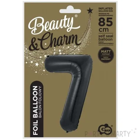 balon foliowy cyfra 7 matowa czarny godan 33 dgt
