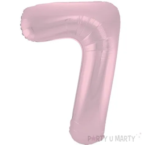 balon foliowy cyfra 7 metaliczny mat rozowy pastelowy folat 34 dgt
