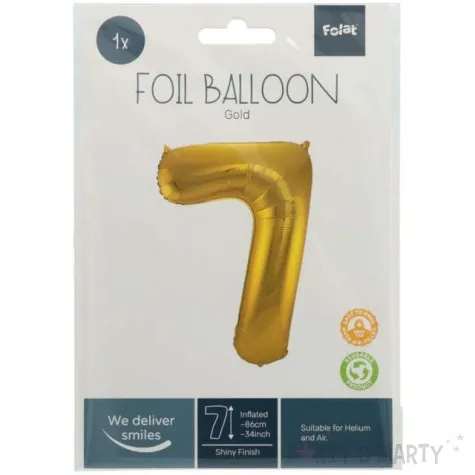 balon foliowy cyfra 7 metaliczny zloty folat 34 dgt