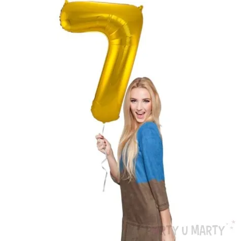 balon foliowy cyfra 7 metaliczny zloty folat 34 dgt