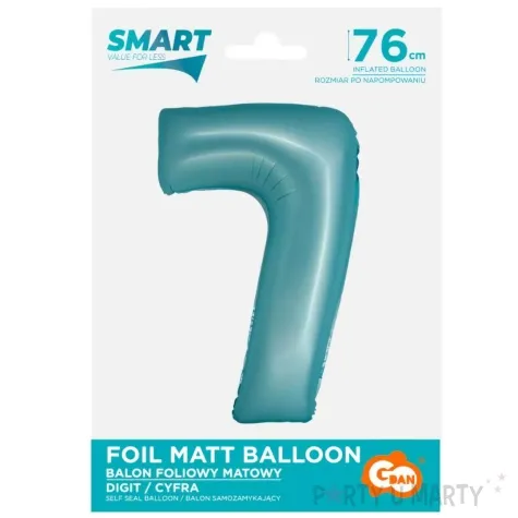 balon foliowy cyfra 7 niebieski matowy godan 30 dgt