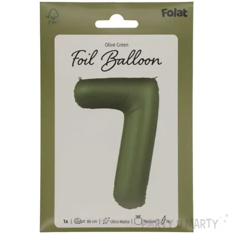 balon foliowy cyfra 7 oliwkowy folat 34 dgt