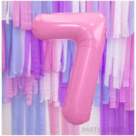 balon foliowy cyfra 7 rozowy jasny partydeco 34 dgt