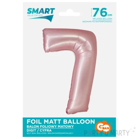 balon foliowy cyfra 7 rozowy matowy godan 30 dgt