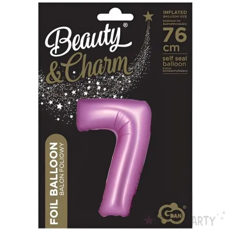 balon foliowy cyfra 7 rozowy satynowy godan 30 dgt