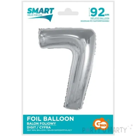 balon foliowy cyfra 7 srebrny godan 36 dgt