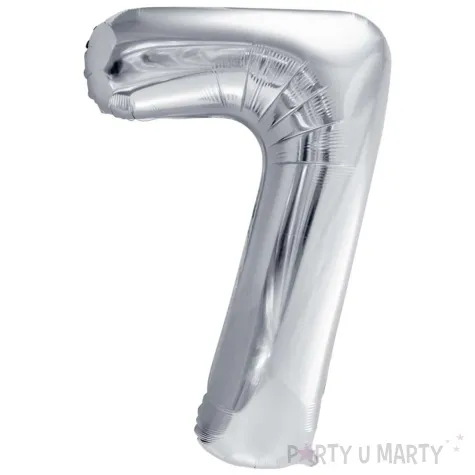 balon foliowy cyfra 7 srebrny partydeco 34 dgt