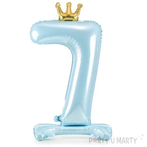 balon foliowy cyfra 7 stojaca blekitny partydeco 33 dgt