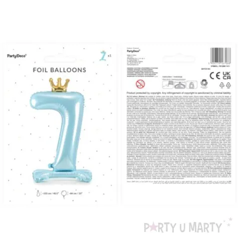 balon foliowy cyfra 7 stojaca blekitny partydeco 33 dgt