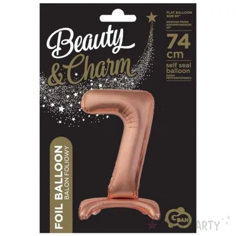 balon foliowy cyfra 7 stojaca rozowe zloto godan 29 dgt