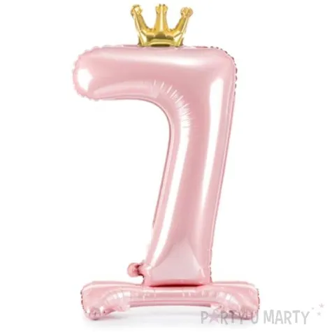balon foliowy cyfra 7 stojaca rozowy partydeco 33 dgt