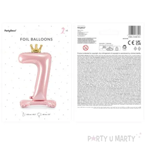 balon foliowy cyfra 7 stojaca rozowy partydeco 33 dgt