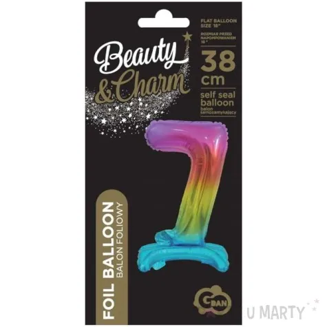 balon foliowy cyfra 7 stojaca teczowy godan 15 dgt