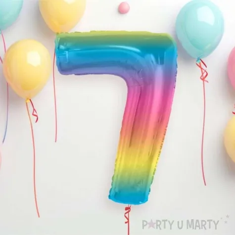 balon foliowy cyfra 7 teczowy godan 36 dgt