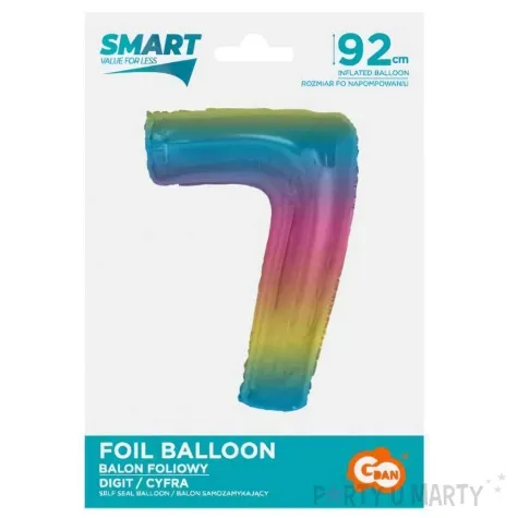 balon foliowy cyfra 7 teczowy godan 36 dgt