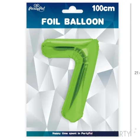 balon foliowy cyfra 7 zielone jabluszko partypal 39 dgt