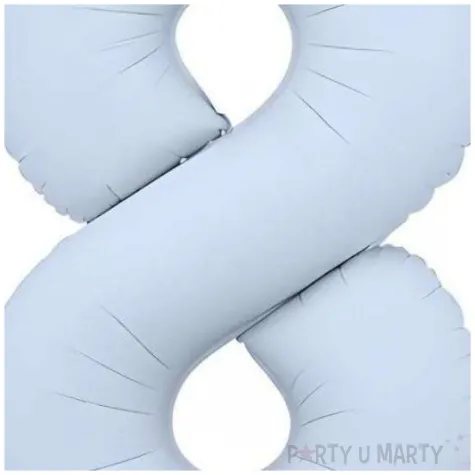 balon foliowy cyfra 8 biebieski matowy dekoracja na urodziny osiemnastke 34 dgt