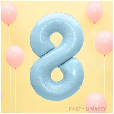 balon foliowy cyfra 8 blekitny partydeco 34 dgt