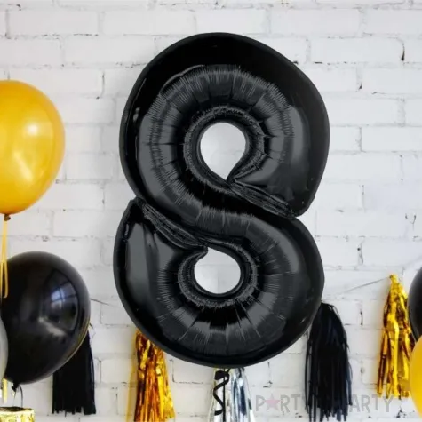 balon foliowy cyfra 8 czarny godan 36 dgt