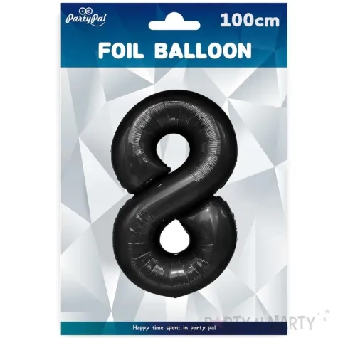 balon foliowy cyfra 8 czarny partypal 39 dgt