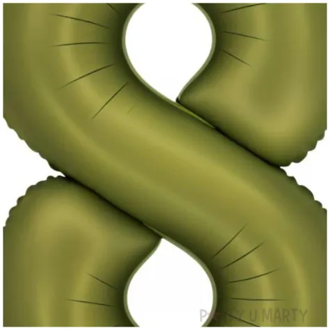 balon foliowy cyfra 8 dekoracja na urodziny oliwkowy zielony 34 dgt