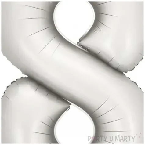 balon foliowy cyfra 8 dekoracja na urodziny srebrny matowy 34 dgt