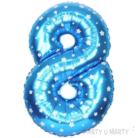 balon foliowy cyfra 8 gwiazdki niebieski oem 16 dgt