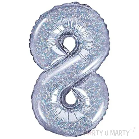 balon foliowy cyfra 8 holo srebrny partydeco 14 dgt