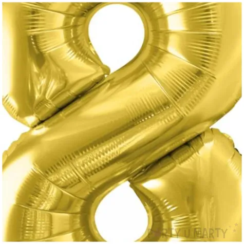 balon foliowy cyfra 8 jasnozloty partydeco 34 dgt
