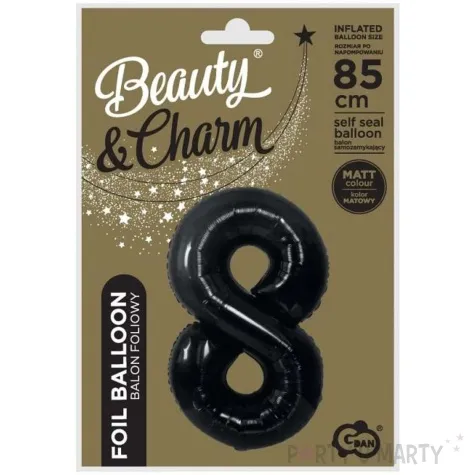 balon foliowy cyfra 8 matowa czarny godan 33 dgt