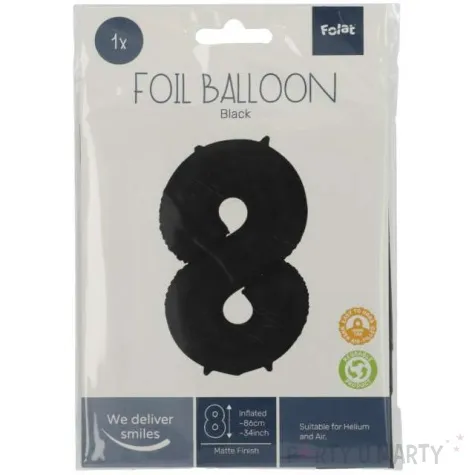 balon foliowy cyfra 8 metaliczny mat czarny folat 34 dgt