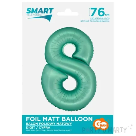 balon foliowy cyfra 8 mietowy matowy godan 30 dgt