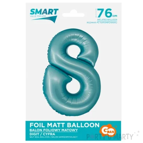 balon foliowy cyfra 8 niebieski matowy godan 30 dgt