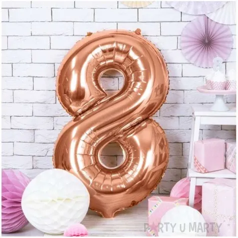 balon foliowy cyfra 8 rozowe zloto partydeco 34 dgt