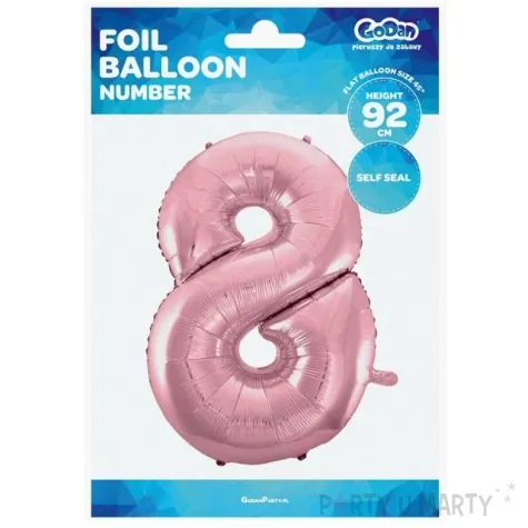 balon foliowy cyfra 8 rozowy jasny godan 45 dgt