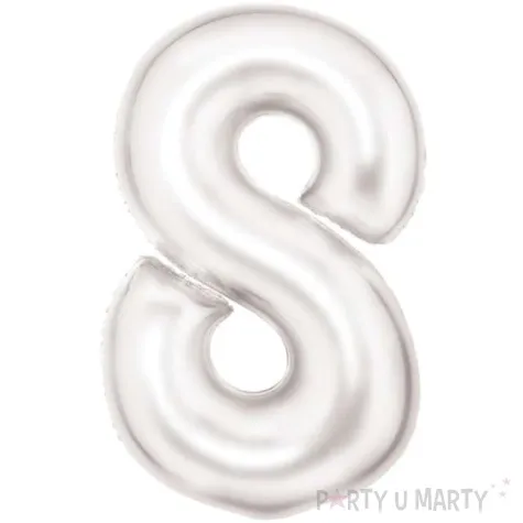 balon foliowy cyfra 8 satynowy bialy amscan 34 dgt